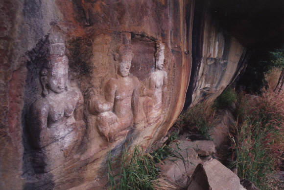 Wall carvings on the cliff face