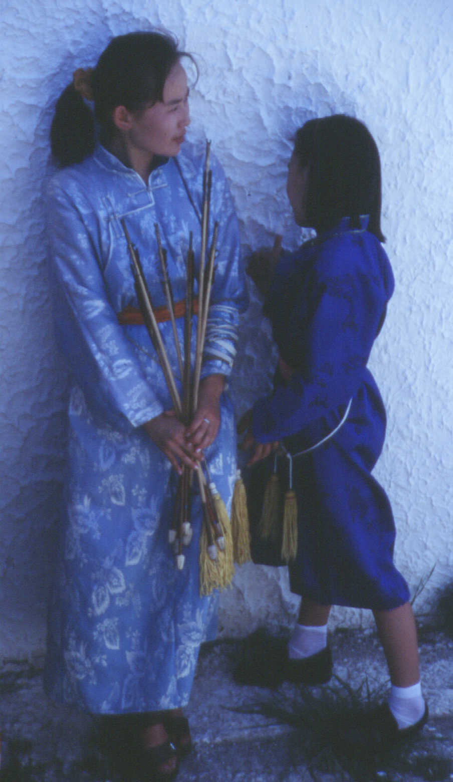 Sisters at the Naadam festival, Ulaan Batur, Mongolia