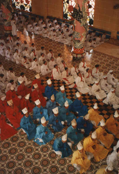 Inside the Cao Dai temple