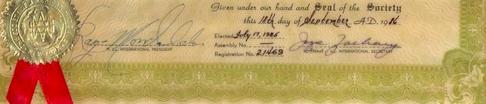 Certificate from the Society of American Magician