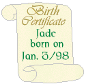 Jade born 1-3-98 adopted from Unicorn Friendship center