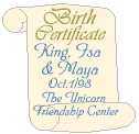 The Unicorn Friendship Center~birth certificate