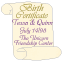 The Unicorn Friendship Center~birth certificate