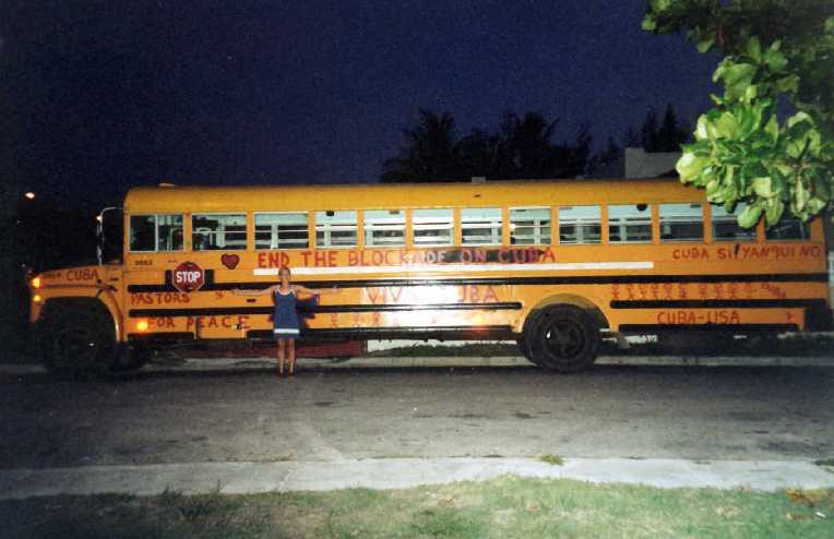 Lucy and 
the Pastors for Peace bus