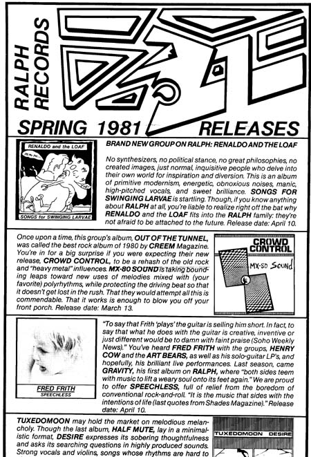 Ralph Records Catalog 1981