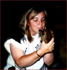 Jan Baker and one of the puppies