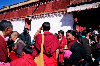 Worshippers heading out for lunch after the fire and brimstone lecture