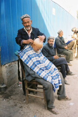 Getting a haircut Kashgar style