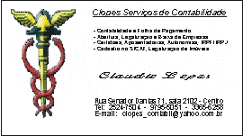 Cart&atilde;o Claudio Lopes - Modelo 1