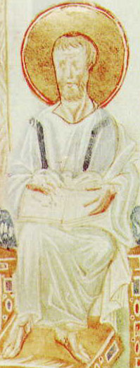 32kb jpg of Mark the Evangelist, from a 10th century Codex of the Monastery of Philotheou