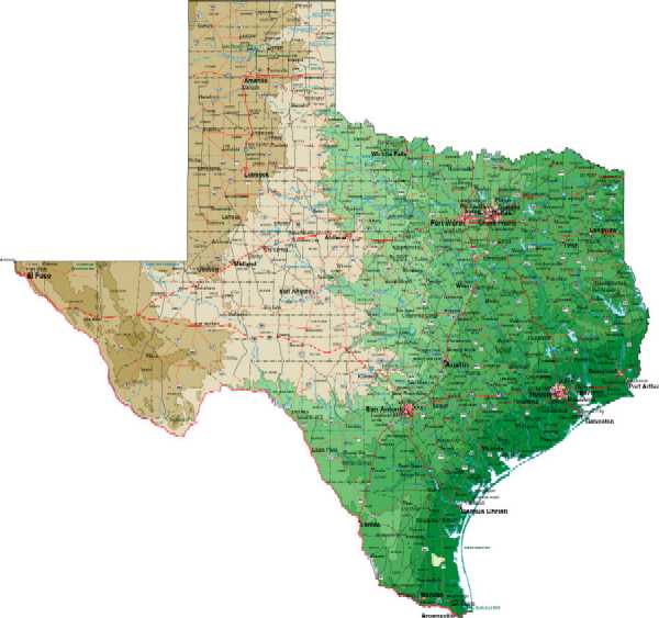 Geographic Map of Texas