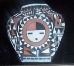 Native clay pot done on black velvet