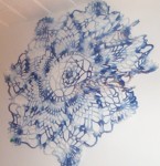 Filet crochet table doily
