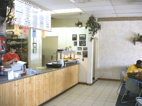 Order counter and south side dining area of the Laughlin restaurant.