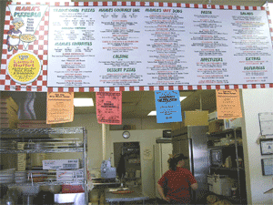 Here is our menu and kitchen. We are ready to serve you, with hot, tasty Italian Food!