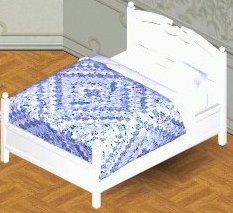 blue & white bed