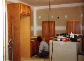Putting in the cabinets