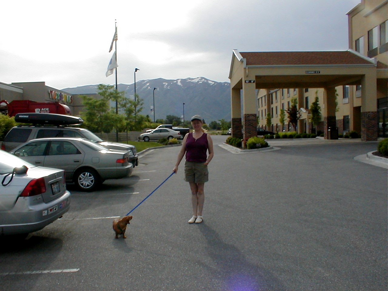 Deb and Pootie, with the Utah mountains in the background