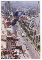 This is me bungee jumping at Condesa Beach in Acapulco Apr 2003.