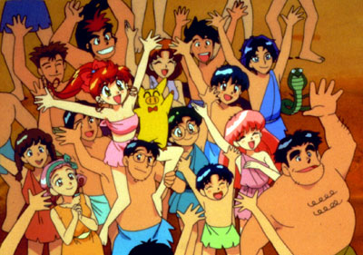 A galera comemorando