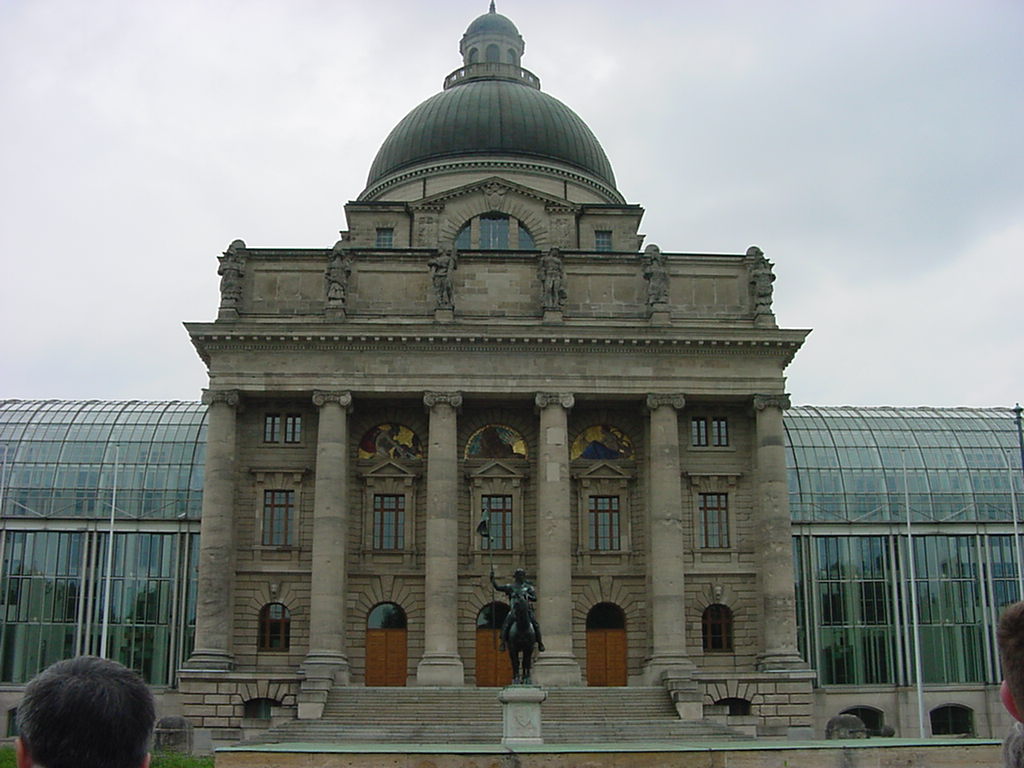 The State Chancellery. The two glass wings are remodeled from destruction during WWII.