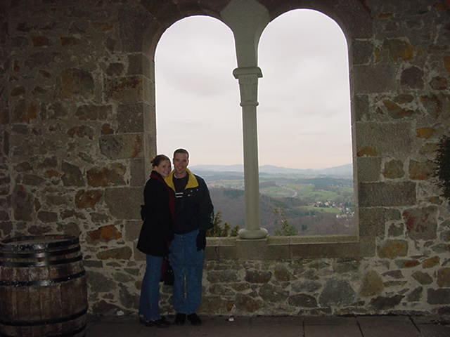 Ah ... aren't we cute! Us in a window of part of the castle ruins.