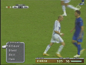 Zidane gives an unfriendly french salute to a fellow Italian.