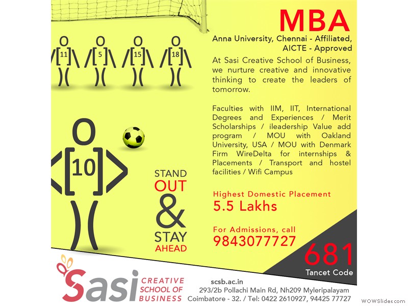 Sasi Creative School of Business Advertisement Design