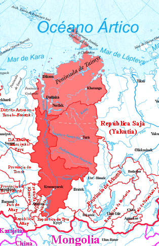 Situaci&oacute;n del pa&iacute;s de Krasnoyarsk.