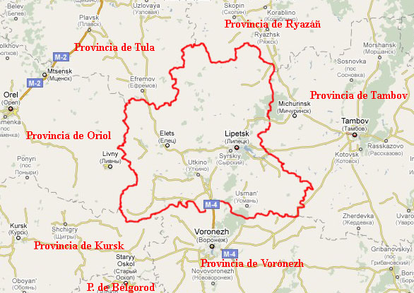 Situacion de Lipetsk en el mapa Google