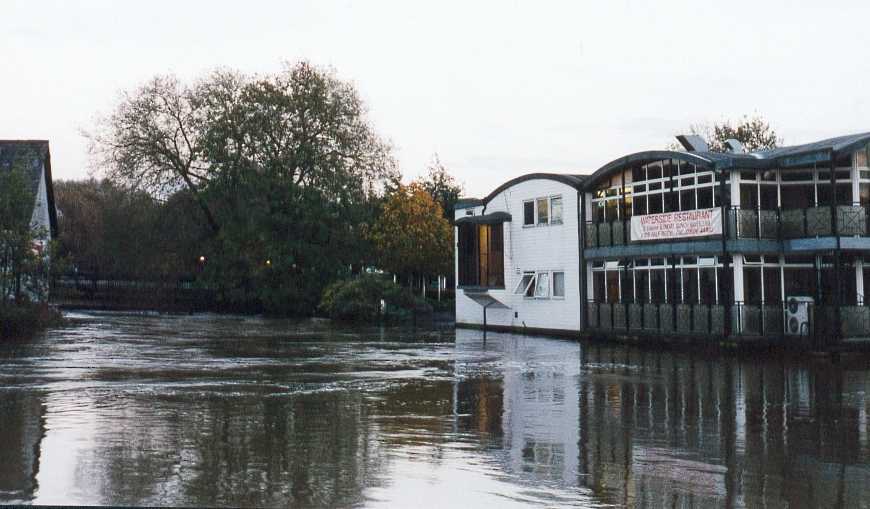 The river Dane, joining the River Weaver at Dane Bridge. (Both rivers in flood), year 2000
