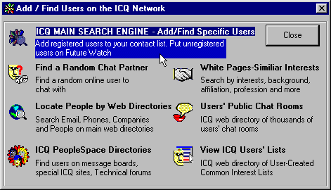 Add/Find User Window