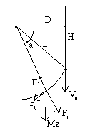 Caduta: diagramma delle forze