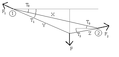 Tirolese: diagramma delle forze