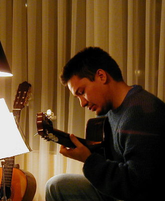 Cristi�n puts the guitar to the test by playing beautiful music