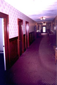 A ghostly sphere appeared in the hallway of a haunted hotel.