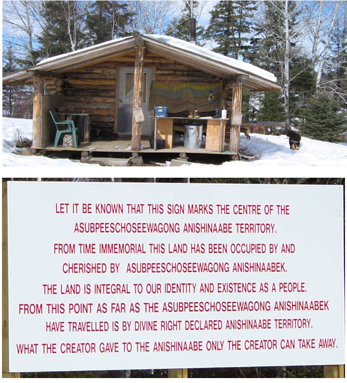 Sign at the Grassy Narrows First Nation Blockade