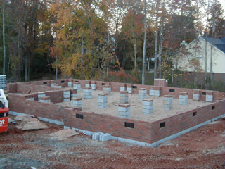 Here you can see the pillars which will support the floor.