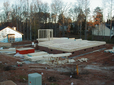 A view from above... the walls for the kitchen, and bedrooms are ready to go up!