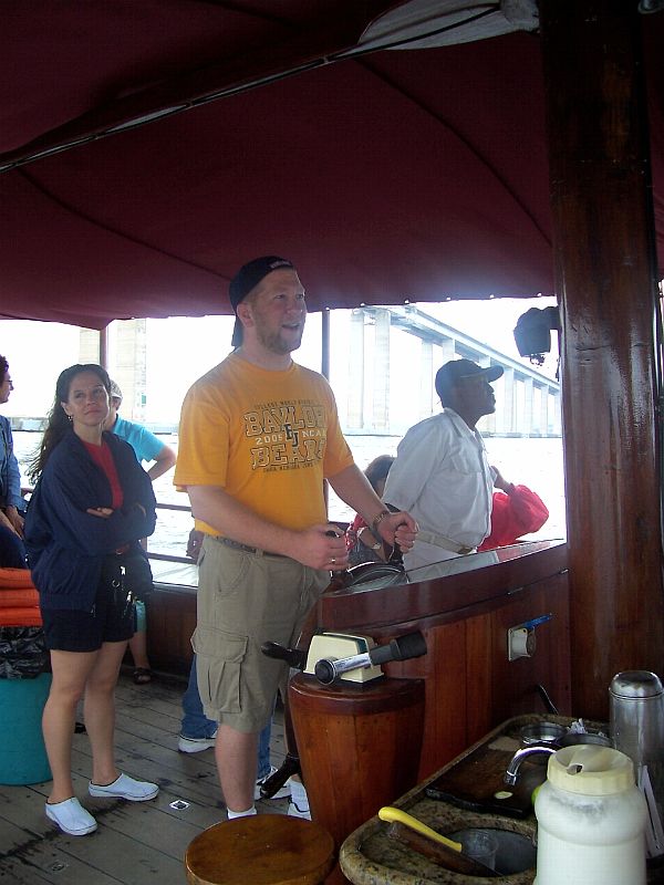 Saturday was our one day for tourism . . . we took a cruise around the harbor that morning and I (briefly) got to serve as captain of the ship!