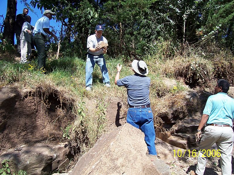 Hauling rocks from the riverbed involved lots of teamwork!