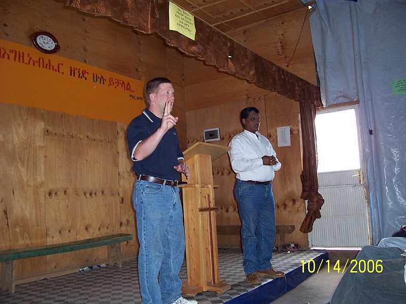 Mark & Negash sharing the gospel with the young people at Repi.
