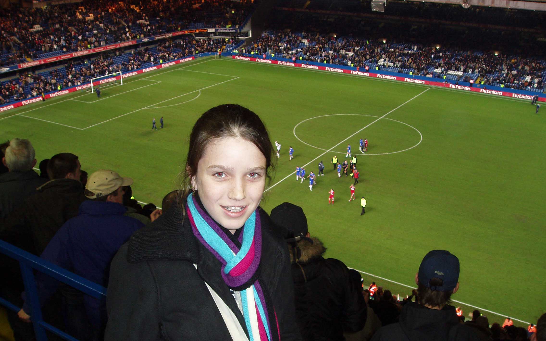 Katie at her first Premier League game - and Chelsea won!