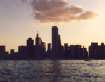 Chicago skyline at sunset.