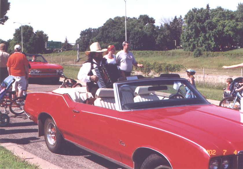 Our musician neighbor Mark in the July 4th parade