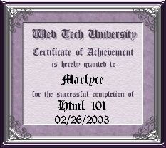 HTML 101 Certificate