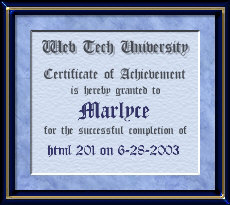 HTML 201 Certificate