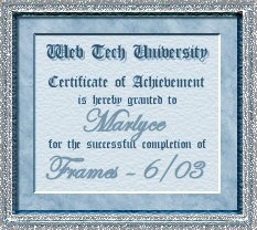 HTML Frames Certificate