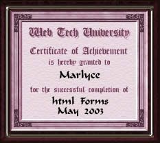 HTML Forms Certificate