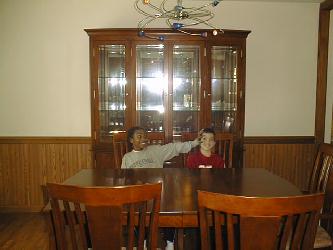 Mr. P and Mr. G Sitting at the New Dining Room Set